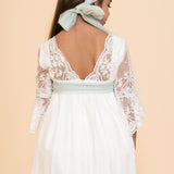 Vestido Niña Tul Bordado Blanco