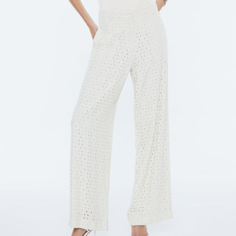 Pantalón ancho de mujer en bordado suizo de viscosa Andam