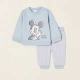 CHANDAL DE ALGODÓN PARA RECIÉN NACIDO 'SWEET MICKEY', AZUL/GRIS