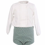 conjunto bebe niño de blusa y braga de lana