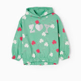 SUDADERA DE ALGODÓN CON CAPUCHA PARA NIÑA 'TRÉBOLES', VERDE AGUA
