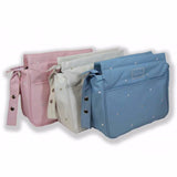 Bolso para carro de bebé en Polipiel con bodoques blancos Chocolat Baby