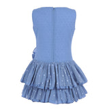 Vestido niña plumeti y tul azul topacio de La Ormiga