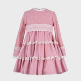 Vestido de niña con manga larga rosa de tul marca La Ormiga
