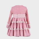 Vestido de niña con manga larga rosa de tul marca La Ormiga