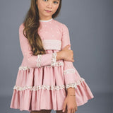 Vestido de niña con manga larga rosa de tul marca La Ormiga