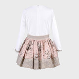 CONJUNTO NIÑA BLUSA Y FALDA TOILE JOUI ROSA MAQUILLAJE LA ORMIGA