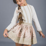 CONJUNTO NIÑA BLUSA Y FALDA TOILE JOUI ROSA MAQUILLAJE LA ORMIGA