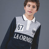 Polo niño manga larga Marino y gris La Ormiga