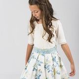 CONJUNTO NIÑA BLUSA Y FALDA FLORES GRANDES AMARILLAS Y VERDES LA ORMIGA