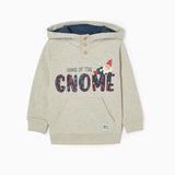 SUDADERA CON CAPUCHA DE ALGODÓN PARA BEBÉ NIÑO 'GNOMO', GRIS