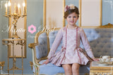 vestido vuelo niña  en tono malva y con encajes de Marita Rial 3992