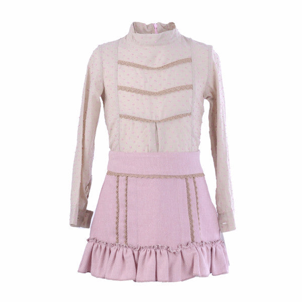 Conjunto falda espiga y blusa plumeti La Ormiga