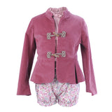Conjunto niña blusa y short flor rosa y gris de la ormiga