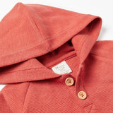 SUDADERA CON CAPUCHA DE ALGODÓN PARA BEBÉ NIÑO, ROJO TEJA