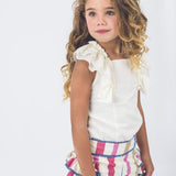 comprar on line conjunto niña pantalon rayas multicolor y blusa La Ormiga