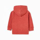SUDADERA CON CAPUCHA DE ALGODÓN PARA BEBÉ NIÑO, ROJO TEJA