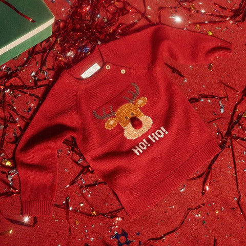 JERSEY DE NAVIDAD CON POMPÓN PARA BEBÉ 'RENO', ROJO