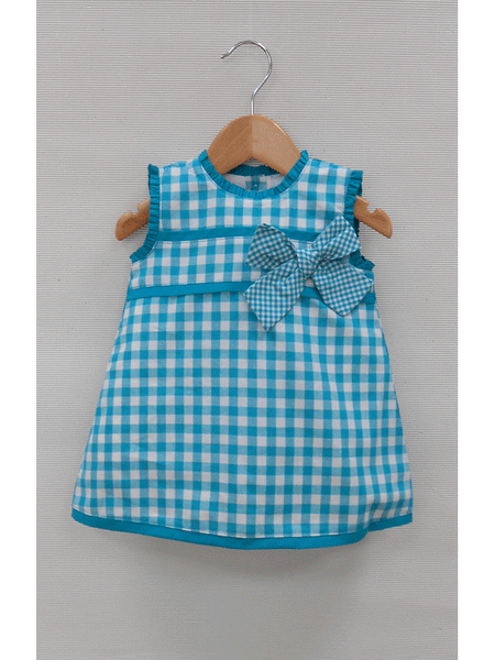 Vestido bebe cuadros campesinos.
