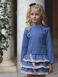 Vestido niña de chenilla marino y beig de La Ormiga