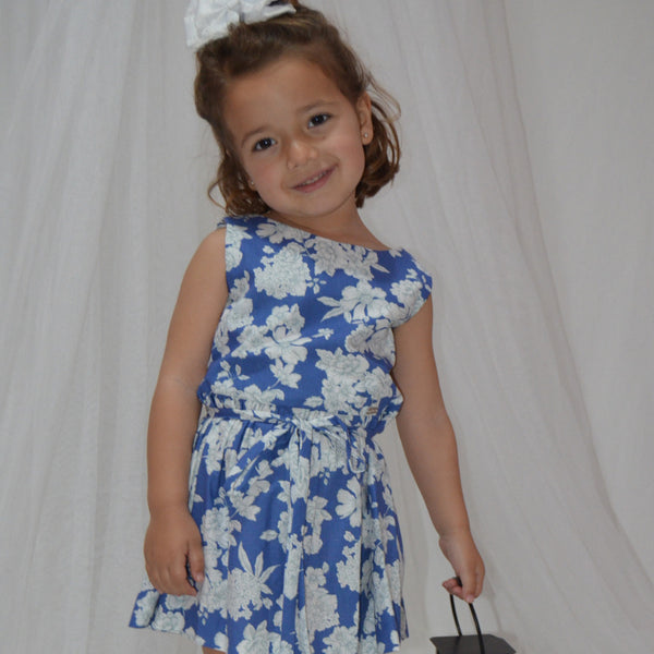 Vestido niña azul estampado flores de la marca Babiné