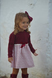 Vestido niña combinado lana y tela estampada de la marca Nezo.