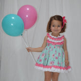 Vestido vuelo estampado de flores y lunar rosa VR002 de la marca Nini.