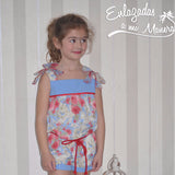 Mono en Popelin y estampado de Flores