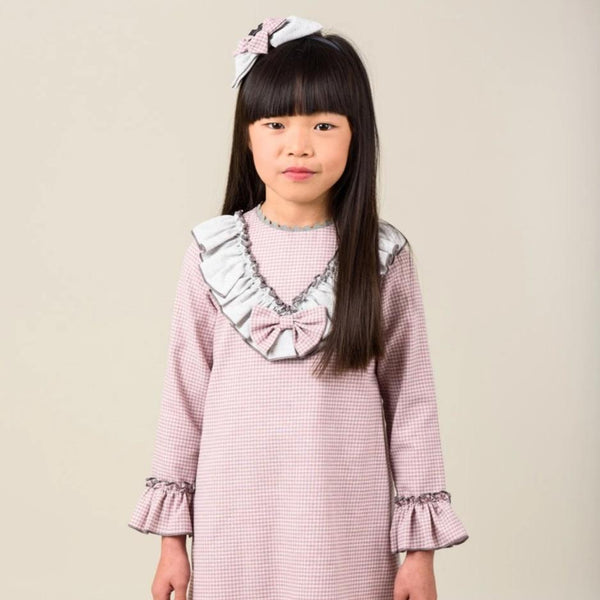 Vestido Niña Pata de Gallo Rosa La Ormiga