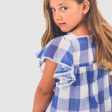 comprar on line vestido niña cuadros azul y blanco la ormiga