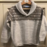 Jersey niño Jaquard en beig combinado con marrón