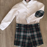 conjunto niño de blusa y cuadro escocés de babiné