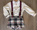 Conjunto niño bebé camisa y pantalón cuadro escocés