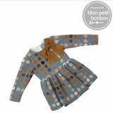 Vestido para niña gris con lunares de colores de Mon Petit Bonbon
