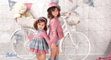 Vestido niña rosa y cuadros celestes de la marca Babiné