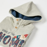 SUDADERA CON CAPUCHA DE ALGODÓN PARA BEBÉ NIÑO 'GNOMO', GRIS