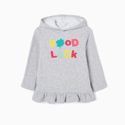 SUDADERA DE ALGODÓN PARA NIÑA, GRIS