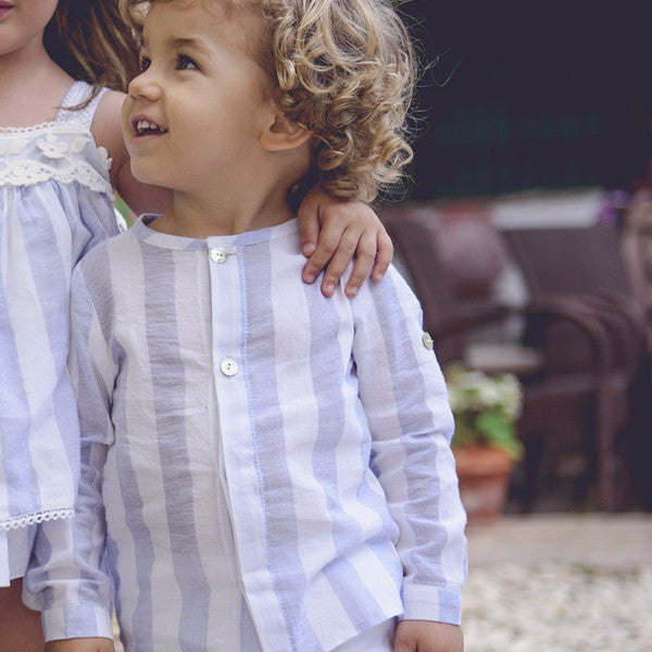 Conjunto niño bebé de rayas azules de La Ormiga