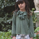 conjunto niña blusa-short verde punto y cuadros