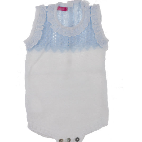 Pelele hilo bebé de Nini Blanco/Celeste modelo VR020