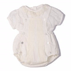 Conjunto ranita Bebé plumeti y encaje en blanco de la marca Popys
