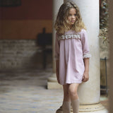 Vestido niña rosa lana espiga de la Ormiga