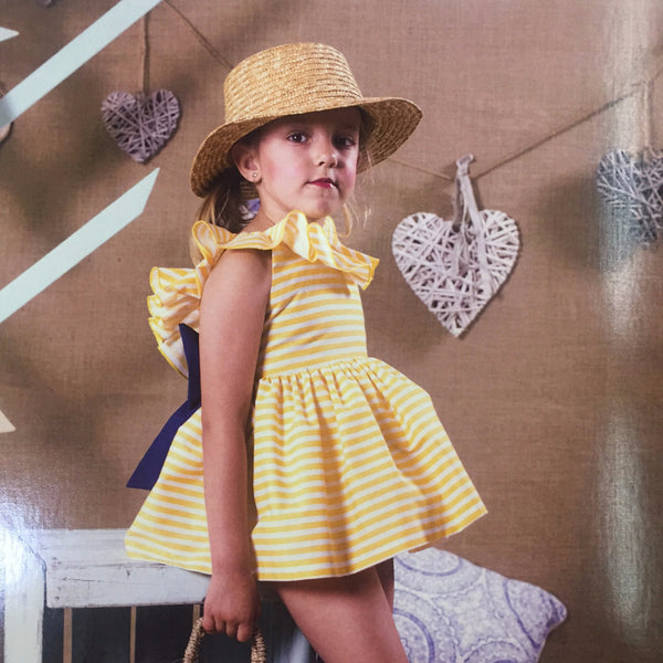 Vestido niña rayas amarillas de Mon Petit Bonbon