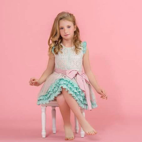 Vestido Niña Encaje/Plumeti
