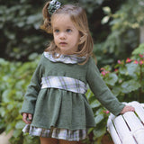 Vestido bebé niña punto con cuadros verdes de La Ormiga