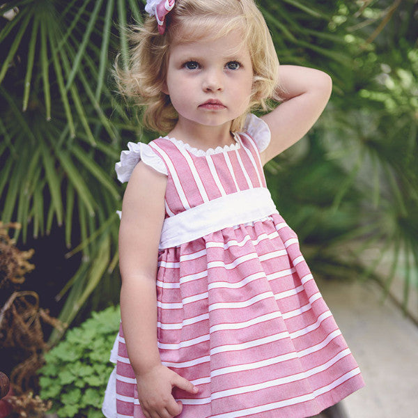 Vestido bebe niña a rayas rojas y blancas de La Ormiga