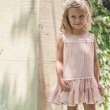 Vestido liso en color salmón y encajito beige de La Ormiga